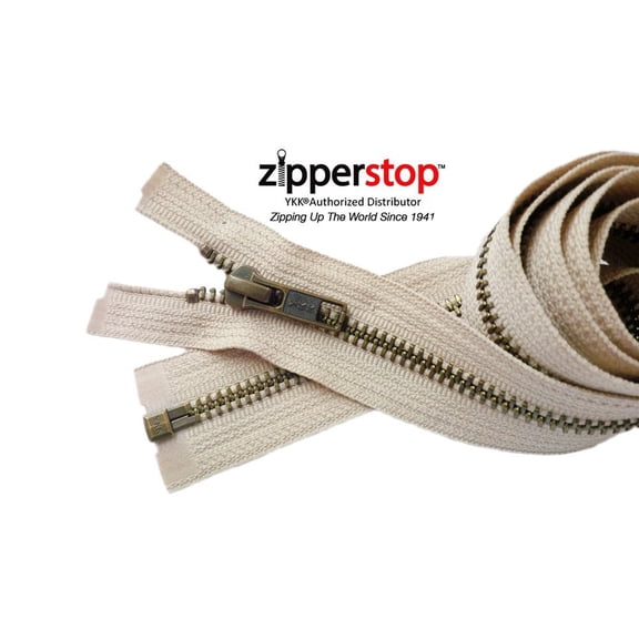 Zipperstop Wholesale Authorized Distributor Ykk 24" Inch Medium Weight Jacket Zipper Ykk #5 Antique Brass ~ Separating ~ 572 Natural (1 Zipper/Pack) Crafter'S Special
