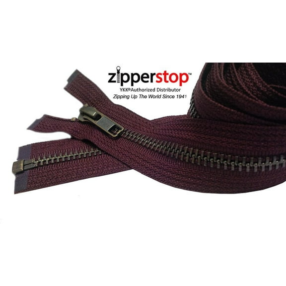 Zipperstop Wholesale Authorized Distributor Ykk 30" Inch Medium Weight Jacket Zipper Ykk #5 Antique Brass ~ Separating ~ Z307 Ruby (1 Zipper/Pack) Crafter'S Special