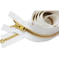 thumbnail image 1 of Zipperstop Wholesale Authorized Distributor Ykkâ® 36" Inch Chaps Extra Heavy Duty Weight Jacket Zipper Ykk #10 Brass ~ Separating ~ 501 White (1 Zipper/Pack) Crafter'S Special, 1 of 1