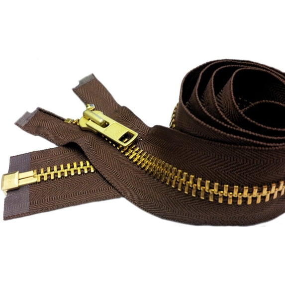 Zipperstop Wholesale Authorized Distributor Ykkâ® 36" Inch Chaps Extra Heavy Duty Weight Jacket Zipper Ykk #10 Brass ~ Separating ~ 568 Seal Brown (1 Zipper/Pack) Crafter'S Special