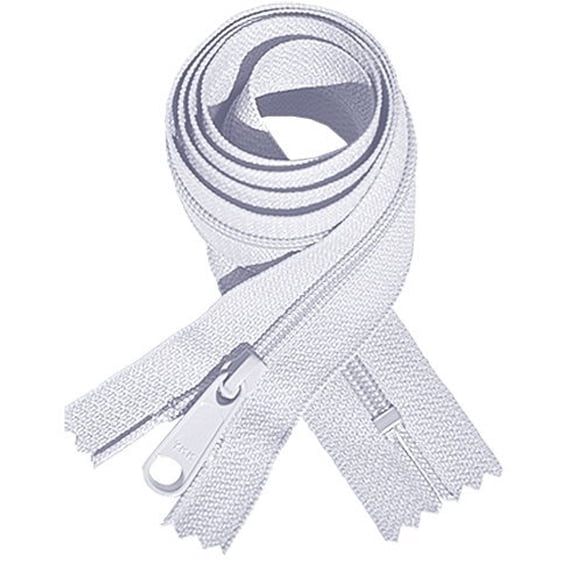 Zipperstop Wholesale Authorized Distributor Ykk #4.5 Handbag Zipper 30" Inch With Extra-Long Pull Slider ~ Closed Bottom ~ White (12 Zippers)