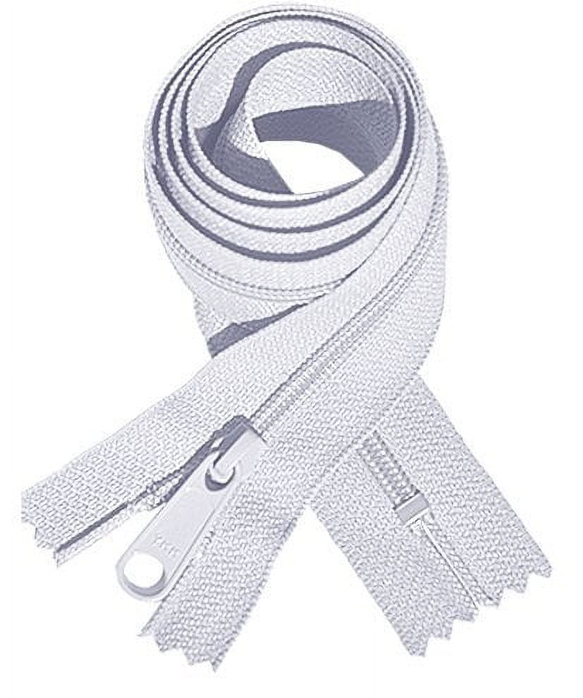 Zipperstop Wholesale Authorized Distributor Ykkâ® #4.5 Handbag Zipper 48" Inch With Extra-Long Pull Slider ~ Closed Bottom ~ White (5 Pieces)