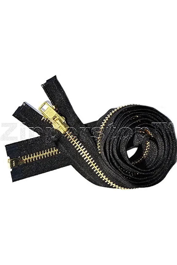 Wholesale YKK- Extra Heavy Duty Jacket Zipper YKK #10 Brass- Metal Teeth Separating -Chaps Zippers for Crafter's Special Color Black #580 Made in USA -Custom Length (23 inches)