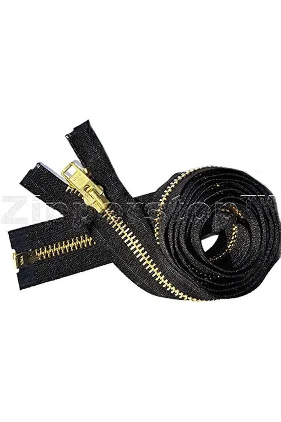 Wholesale YKK- Extra Heavy Duty Jacket Zipper YKK #10 Brass- Metal Teeth Separating -Chaps Zippers for Crafter's Special Color Black #580 Made in USA -Custom Length (21 inches)