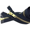 thumbnail image 1 of Zipperstop Wholesale YKK®- Extra Heavy Duty Jacket Zipper YKK® #10 Brass- Metal Teeth Separating -Chaps Zippers for Crafter's Special Color Navy #560 Made in USA -Custom Length (25 inches), 1 of 1