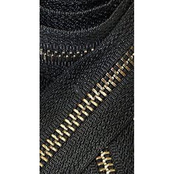 Zipperstop Wholesale Ykk 38" Jacket Zipper Medium Weight Ykk #5 Antique Brass ~ Separating ~ 580 Black (1 Zipper/Pack)