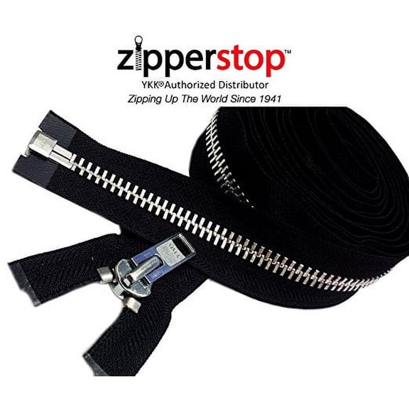 Zipperstop Wholesale Ykk - Chaps Zipper (Special Custom Length) Ykk #10 Extra Heavy Duty Aluminum Separating Color Black (Length 14 Inches)