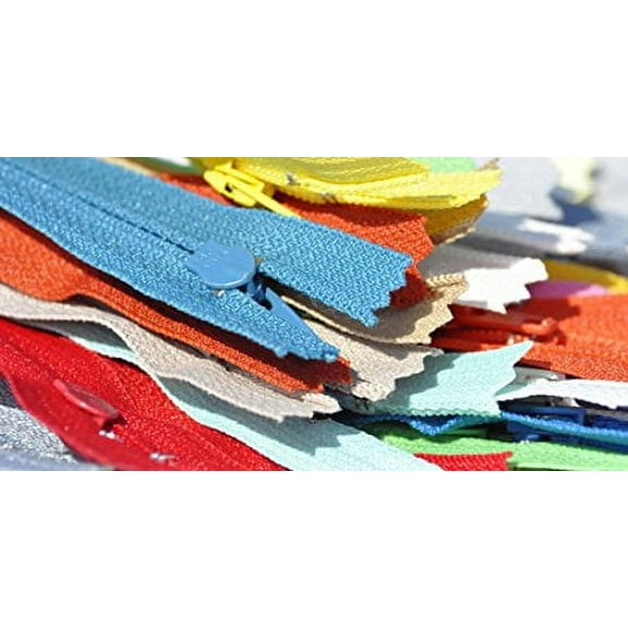 Zipperstop Wholesale Ykk Sale 100 Assorted 14" Ykk Zippers #3 Nylon Coil Closed-End (100 Zippers /Pack)
