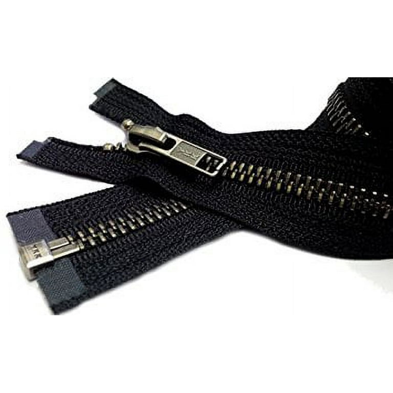 YKK Black Zip Silver Metal Open End 5 Medium Long Zipper Clothes Fastening