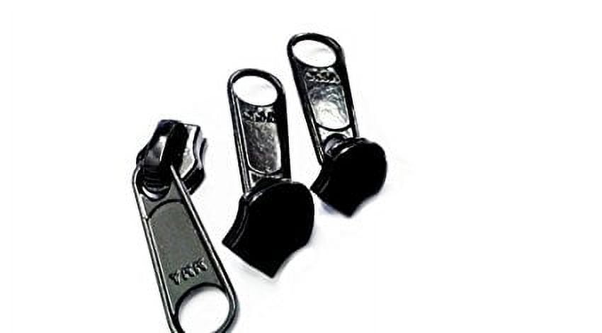 Zipper Repair Solution YKK Zipper Slider #3 DFW Coil Single Non?Lock Pull  Short Tab for Coil Chain Only - Black or Aluminum (10 Sliders, Black) 