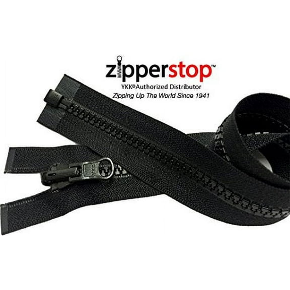 Zipperstop Wholesale Ykk - Vislon Jacket Zipper Reversible Slide Ykk #5 Molded Plastic Separating End - Color Blck Custom Length (48 Inches)