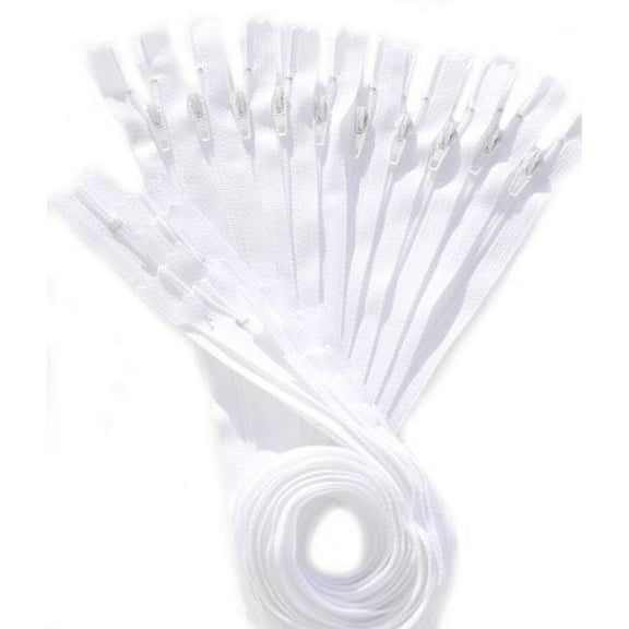 Zipperstop Wholesale Ykk Zipper, Ykk #3 Skirt & Dress Nylon Coil Closed End - Select Length Or Color (12 Zippers For Color) (24 Inch, White)