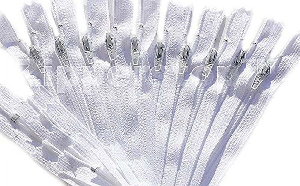 Zipperstop - YKK #3 Nylon Coil Zippers closed bottom Tailor Sewer Craft Crafter's - Made in USA (12 and 14 Inch 50pcs, White)