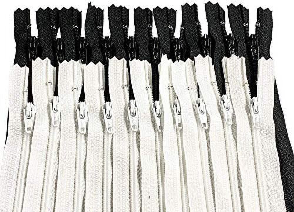 Zipperstop - YKK #3 Nylon Coil Zippers closed bottom Tailor Sewer Craft Crafter's - Made in USA (7 and 8 Inch 100pcs, Black and White)