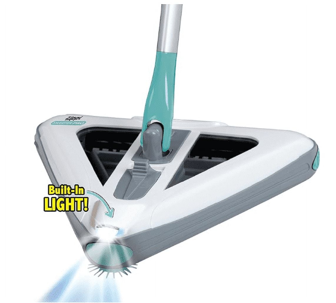 Zippi Pro White and Teal Triangular Cordless Sweeper with LED Light