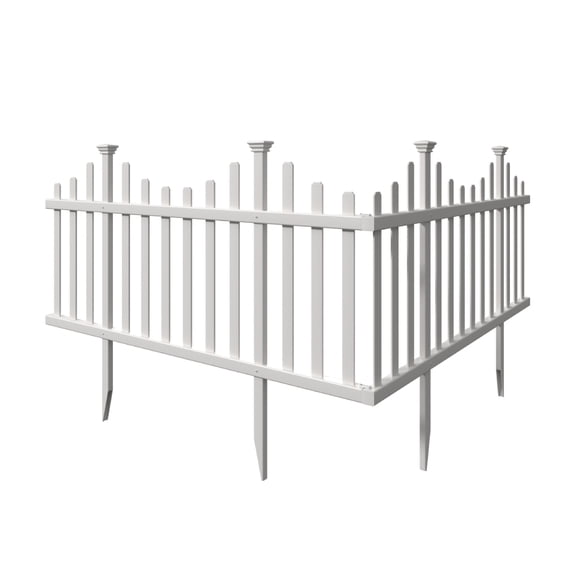 30in H x 56.5in W (2 Panels) No Dig Zippity Madison Fence Panel Kit, No Dig Fence Panels, White Vinyl Fence for Yard, Temporary Fence for Backyard, White Picket Fence Garden Border, DIY Fence ZP19001