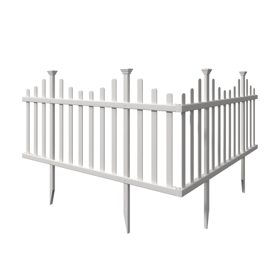 ZIPPITY OUTDOOR PRODUCTS 30in H x 56.5in W (2 Panels) No Dig Zippity Madison Fence Panel Kit, No Dig Fence Panels, White Vinyl Fence for Yard, Temporary Fence for Backyard, White Picket Fence Garden Border, DIY Fence ZP19001