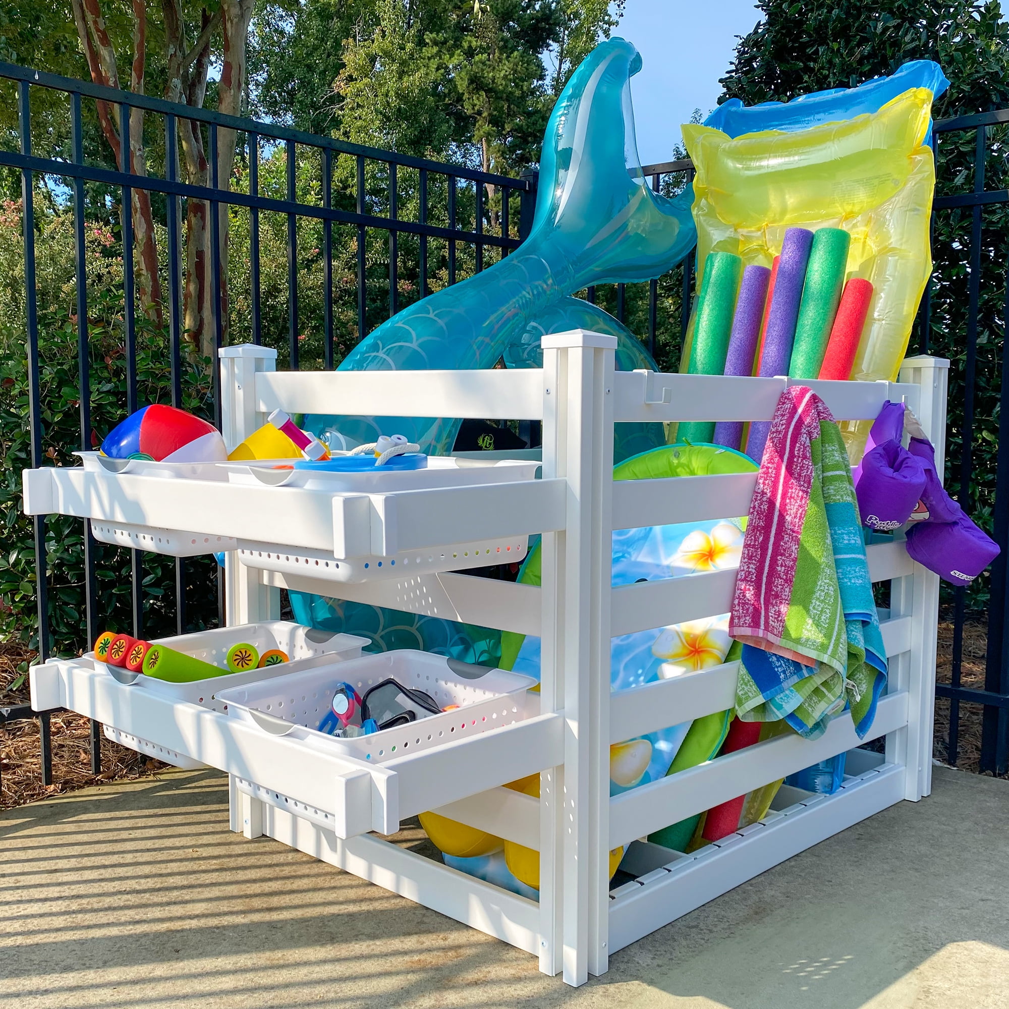 Zippity Outdoor Products Vinyl Poolside Storage Organizer for Toys, Towels,  Rafts, Inflatables, Balls - Walmart.com