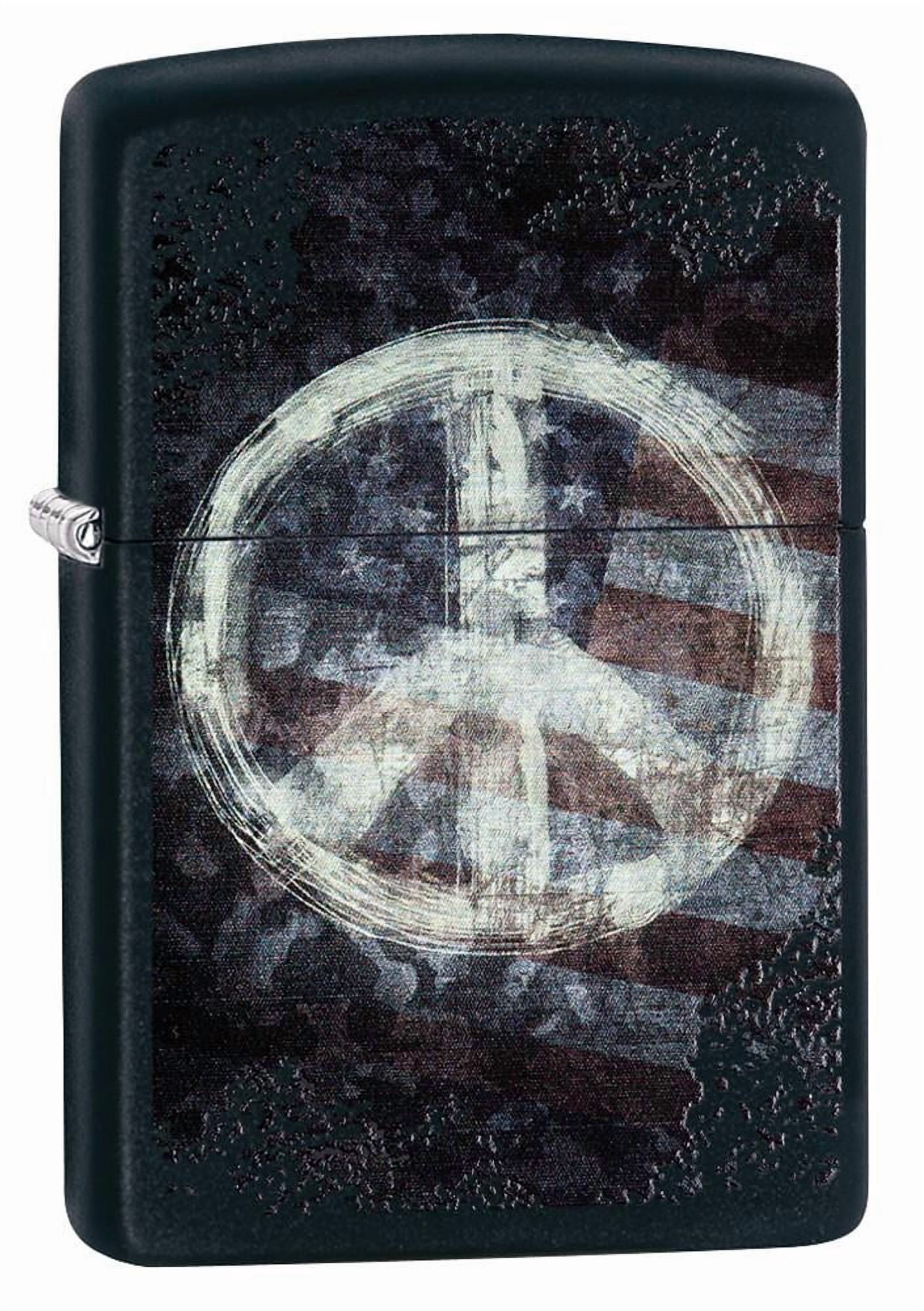 Zippo 28864 Black Matte Peace on Flag Lighter