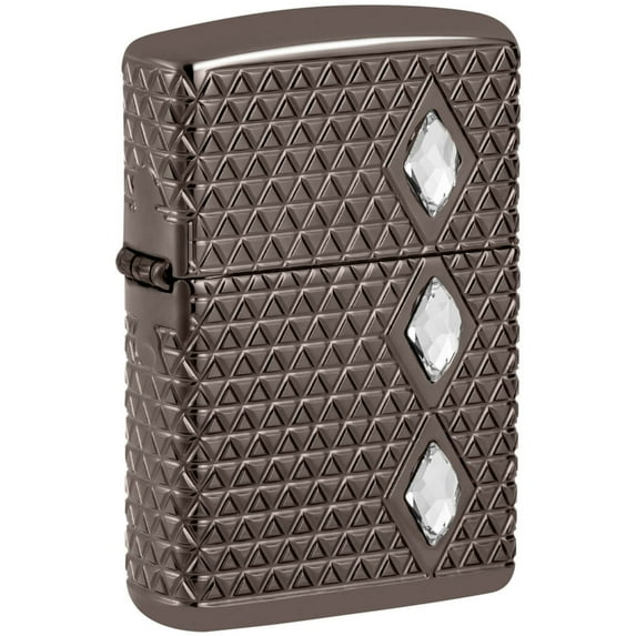 Zippo 46316 Diamond Pattern Design Black Ice Metal Pocket Lighter