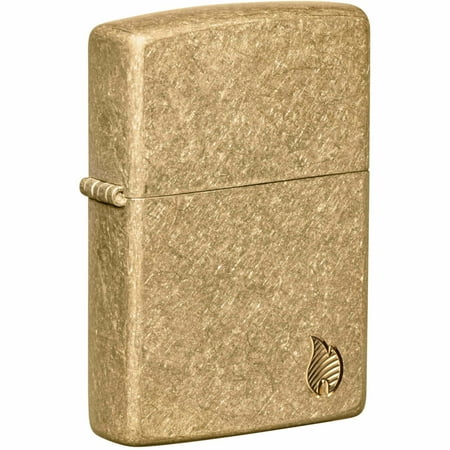 Zippo 46398 Armor Tumbled Brass Flame Design Pocket Lighter