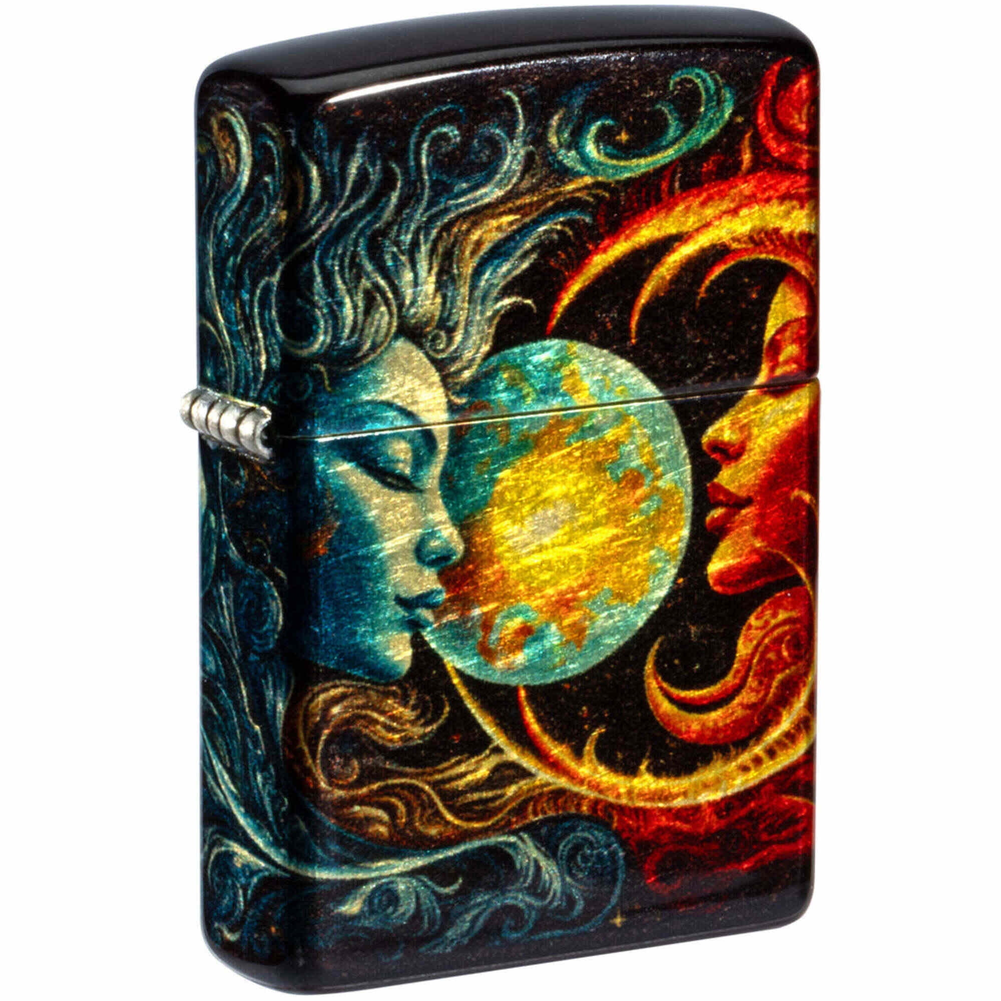 Zippo 46563 Sun and Moon Design Metal Windproof Pocket Lighter