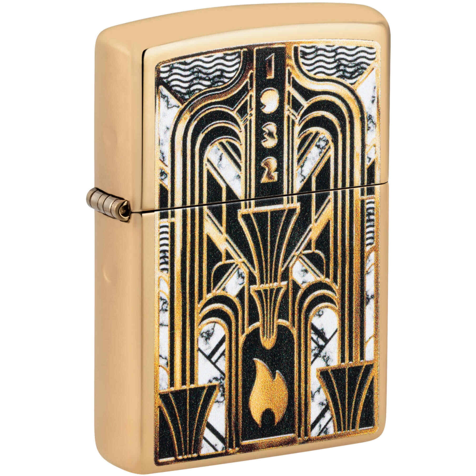 Zippo 46585 Art Deco Flame Design Metal Windproof Pocket Lighter