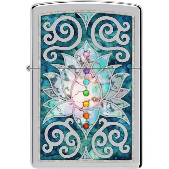 Zippo 48592 Lotus Flower High Polish Chrome Windproof Lighter