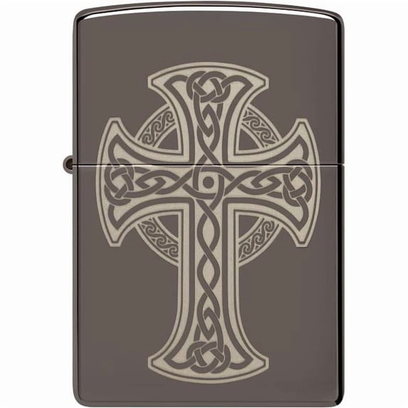 Zippo 48614 Black Ice Celtic Cross Design Windproof Pocket Lighter