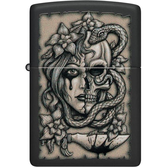 Zippo 48616 Black Gory Tattoo Design Windproof Pocket Lighter