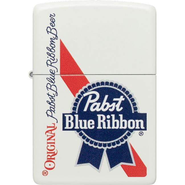 Zippo 48746 Pabst Blue Ribbon Design White Matte Windproof Lighter