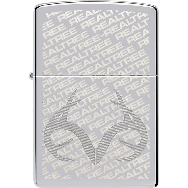 Zippo Lighter: Realtree Logo with Antlers, Engraved - High Polish Chrome 48751
