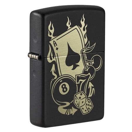 Zippo 49257 Gambling Design Black Matte Windproof Pocket Lighter