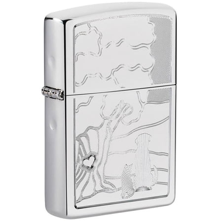Zippo 49258 Pet and Tree Design High Polish Chrome Pocket Lighter