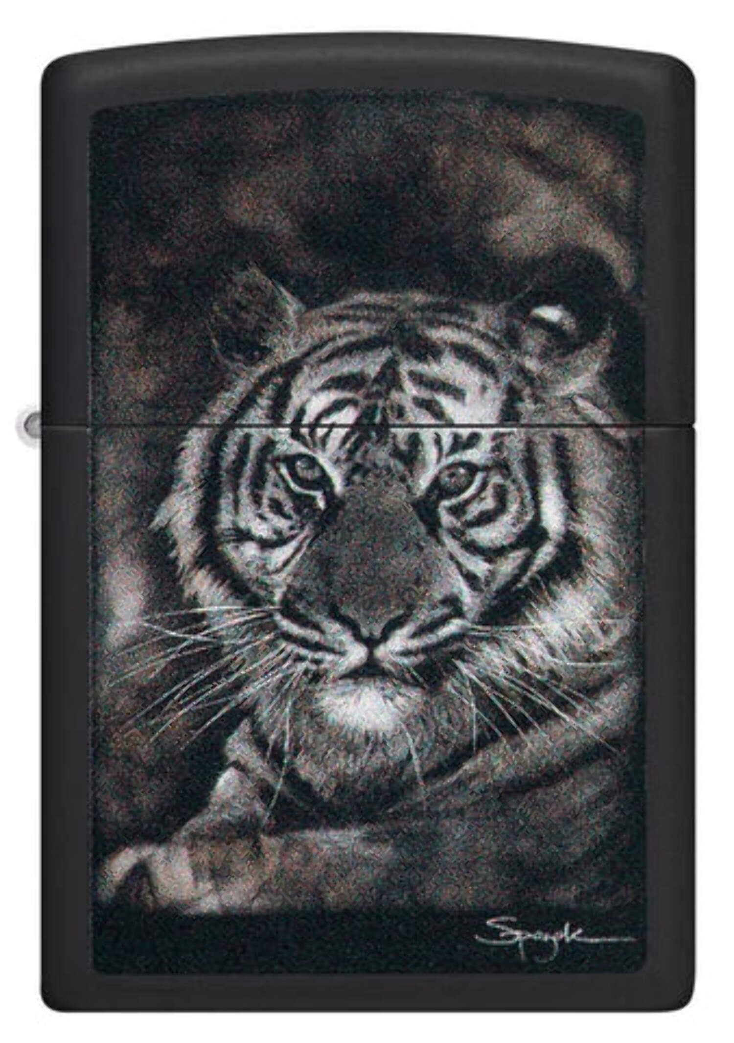 Zippo Spazuk Tiger Design Black Matte Pocket Lighter