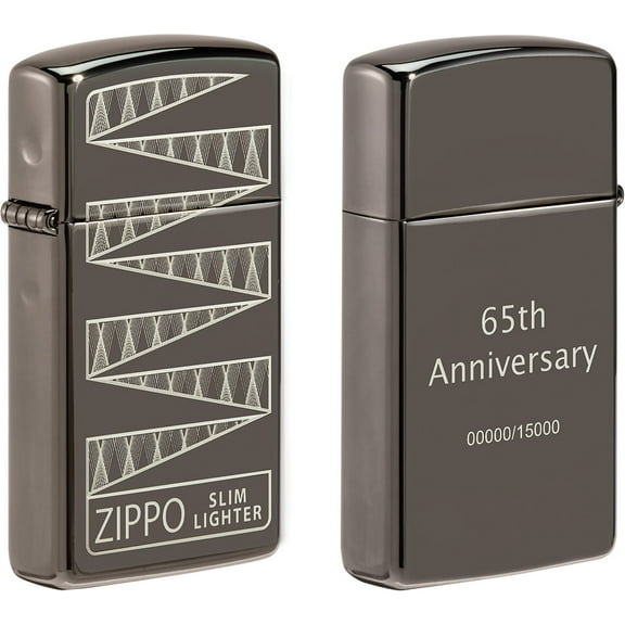 Zippo 65th Anniversary Slim Lighter Black Ice Colored 2.38" Boxed 70921