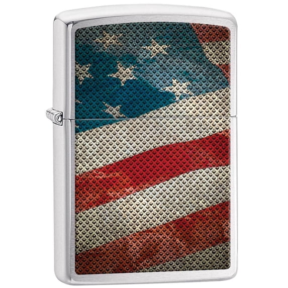 Zippo AD407 Stars N Stripes Brushed Chrome Windproof Lighter