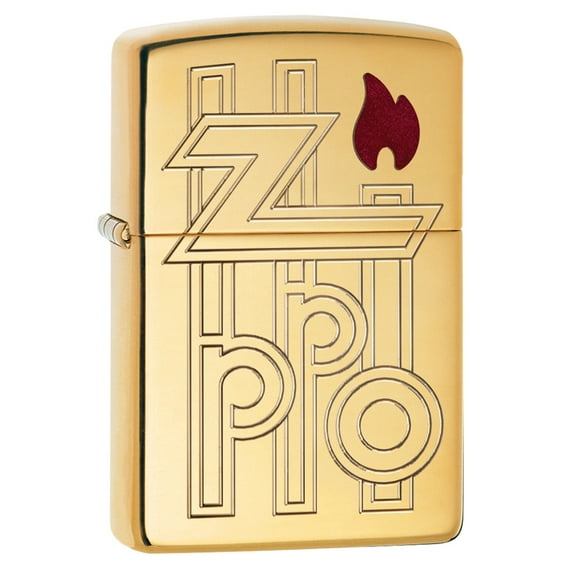 Zippo Abstract Logo Armor High Polish Brass Pocket Lighter