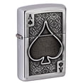 thumbnail image 1 of Zippo Ace of Spades Emblem Brushed Chrome Pocket Lighter, 1 of 6