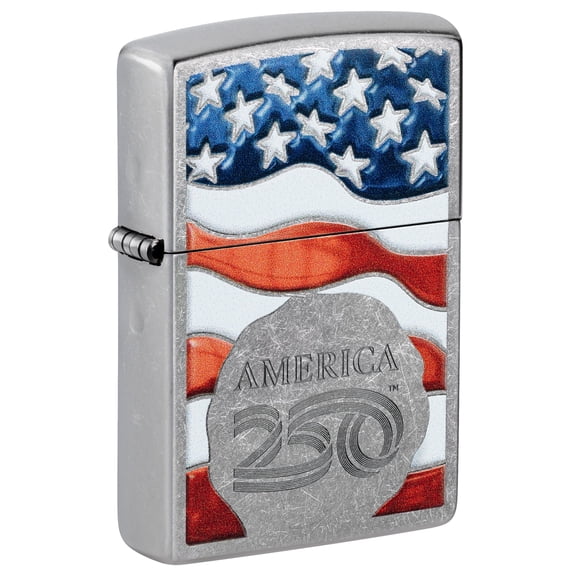 Zippo Pocket Lighter America250 Flag Design Street Chrome