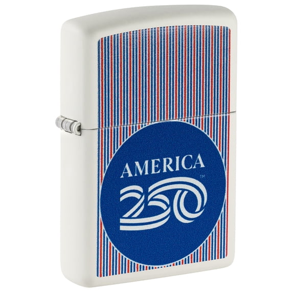 Zippo America250 Pinstripes Design White Matte Pocket Lighter