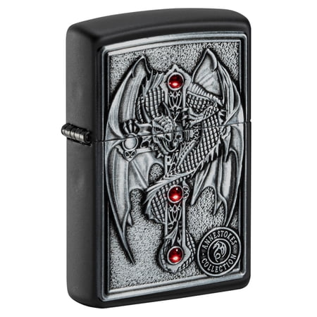 Zippo Anne Stokes Gothic Guardian Emblem Black Matte Pocket Lighter