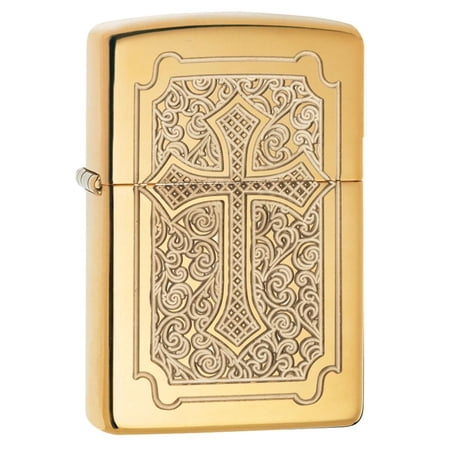 Zippo Armor Eccentric Cross High Polish Brass Windproof Pocket Lighter