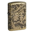 thumbnail image 1 of Zippo Armor Freedom Skull Antique Brass Pocket Lighter, 1 of 7