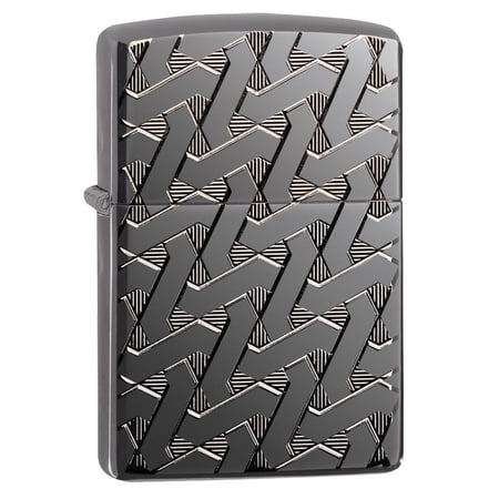 Zippo Armor Geometric Weave Design High Polish Black Ice Pocket Lighter