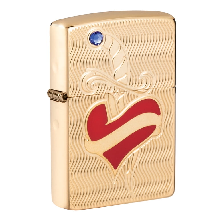 Zippo Armor Heart and Sword High Polish Brass Pocket Lighter