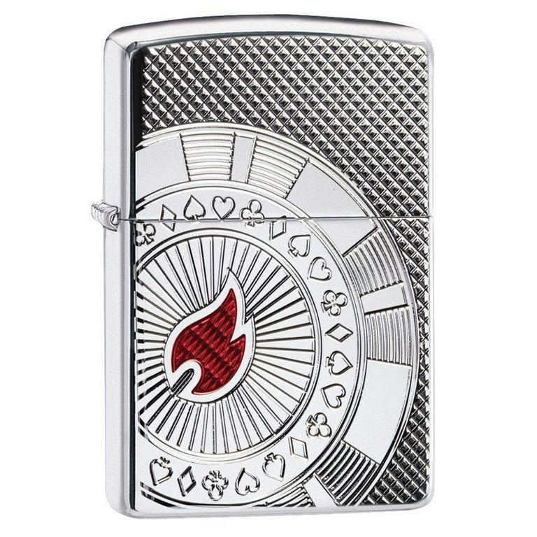 Zippo Armor High Polish Chrome Refillable Fancy Poker Chip