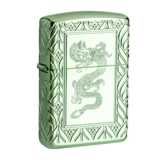 Zippo Armor High Polish Green Elegant Dragon Pocket Lighter