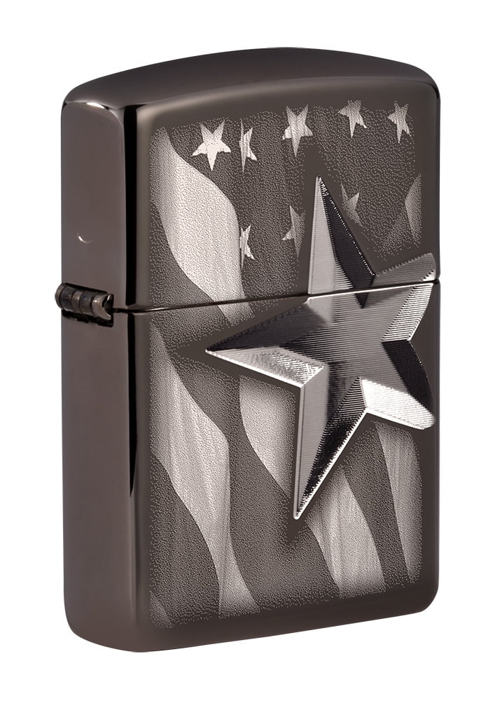 Zippo Armor Retro Star Black Ice Pocket Lighter