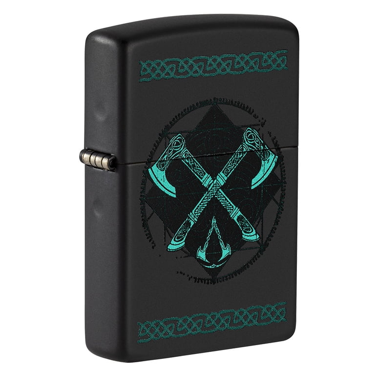 Zippo Assassin's Creed Valhalla Hatchets and Celtic Braids Black